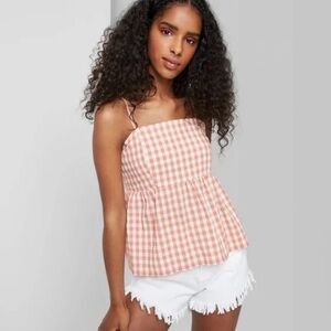 Wild fable Gingham Peplum Tank  L